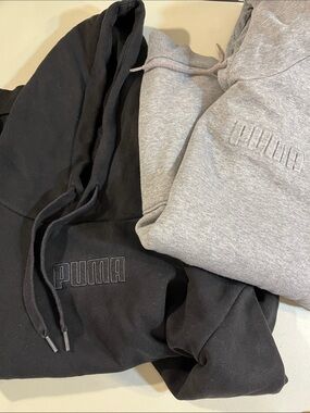 Puma Men's Crewneck Sweatshirts — Black & Gray Embroidered Logo